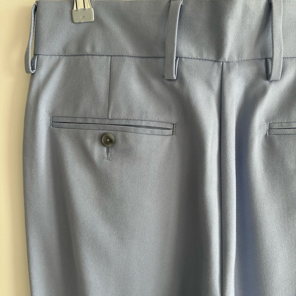 Unisex Elegant Open Edit Blue Pleated Pants with Rolled Cuffs 33% Rayon-M/L - Picture 7 of 8
